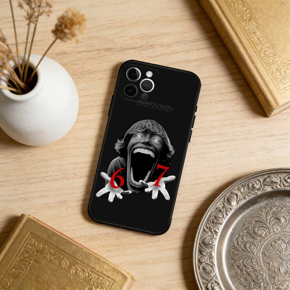Six Seven-67   Soft Silicone Black Cover,Phone Case For iPhone 17,16,15,14,13,12,11 Plus,Pro Max,XS