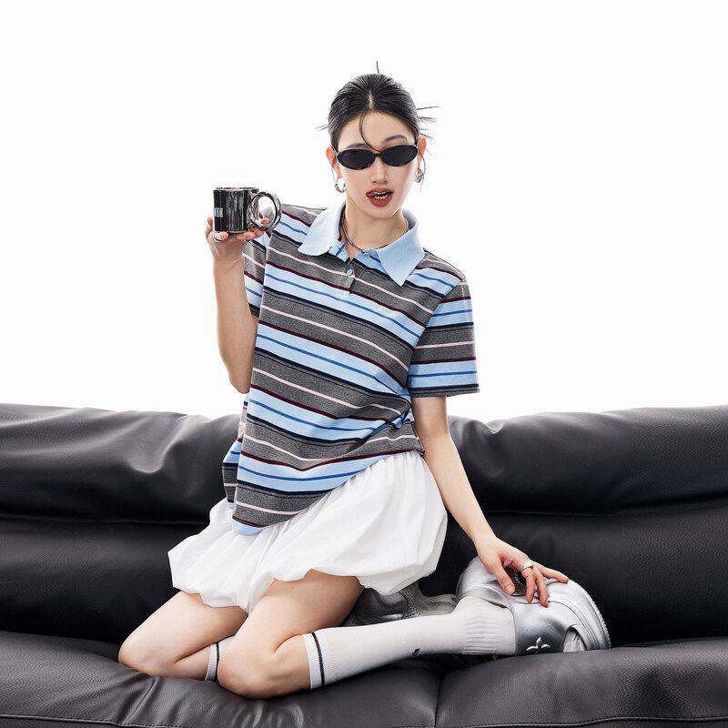 Женская ретро-футболка-поло в полоску ICH MODE S