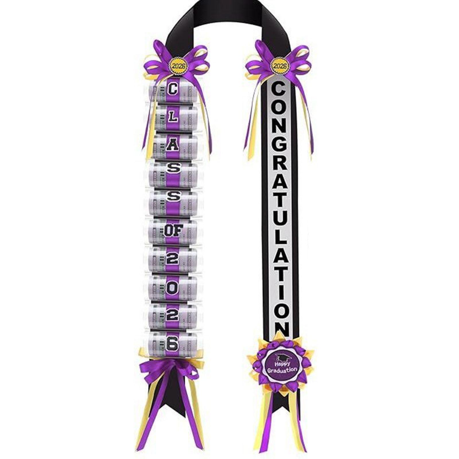 

Graduation Ribbon with Congratulation and Class of 2025 Lettering Decorative and Gift Holder One Size
