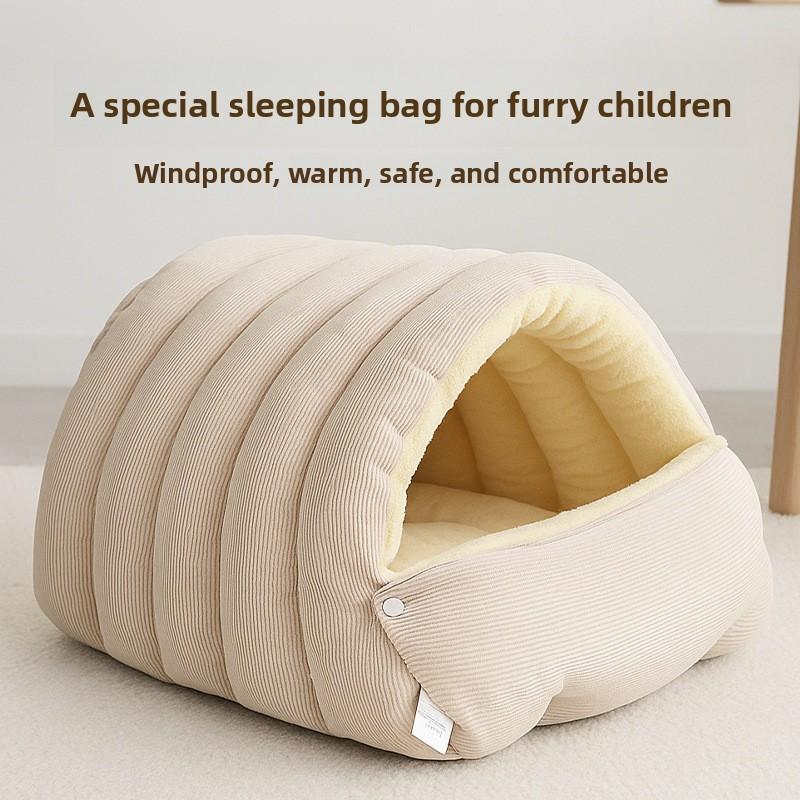 Warm Thick Winter Plush Cat Bed Soft Comfortable Pet House Sleeping Cave for Kittens And Cats Cozy Cave Style