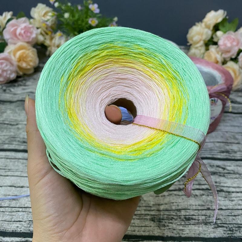 300g Pure Cotton Cake Thread Gradient Long Section Dyed No. 8 Lace Thread for DIY Hand-knitted Shawl Short-sleeved Skirt Blanket
