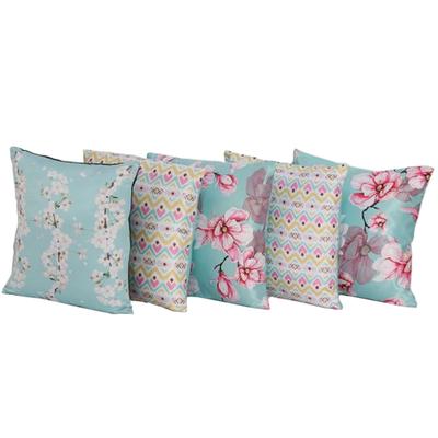 KOKO MAISON INC Rumba Rose & Farn Polystain Kissenbezug (Packung mit 5) | Klappenverschluss | Digitaldruck