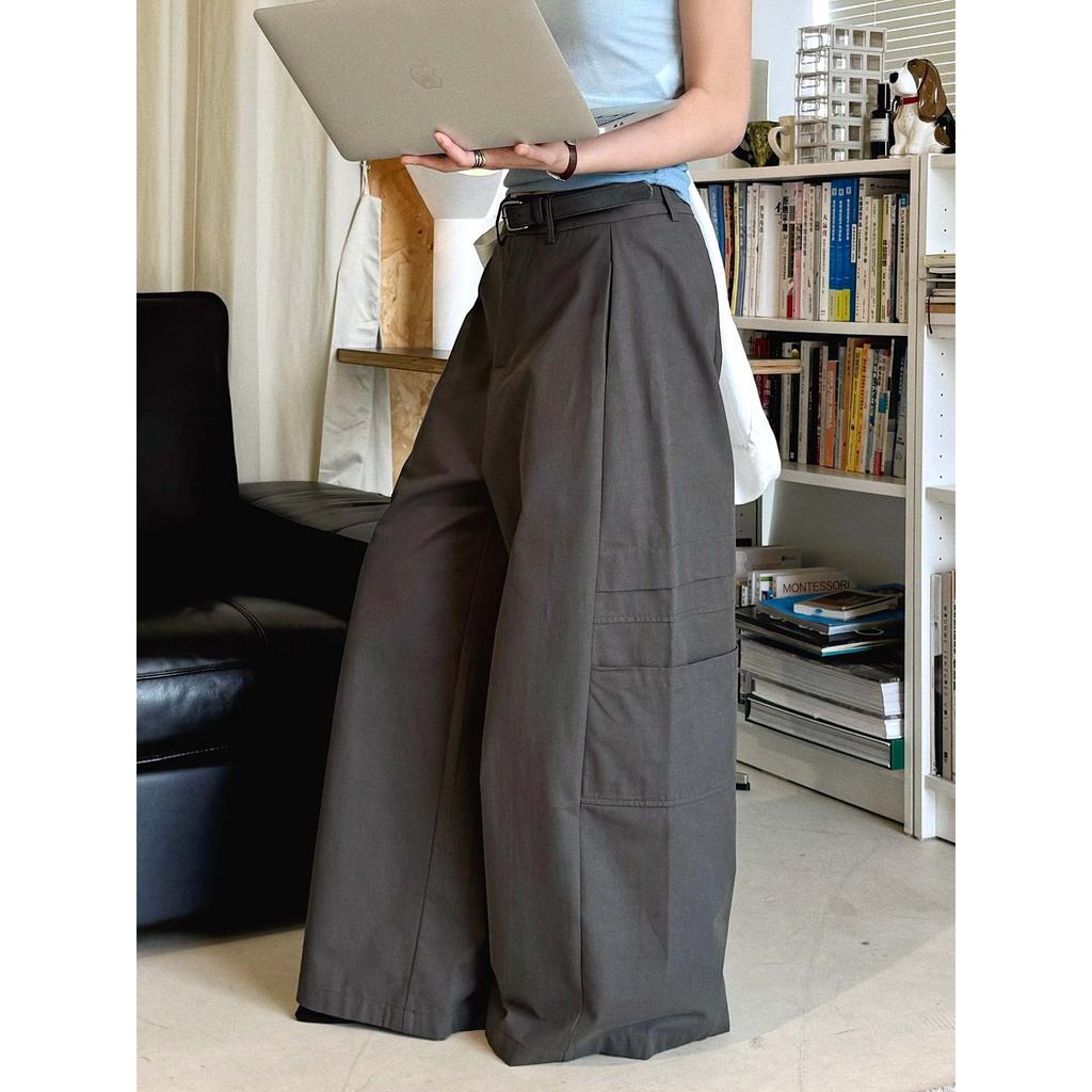 Johnature Summer Korean Simple Large Pocket Loose Long Pants For Women Fashionable Casual Pants