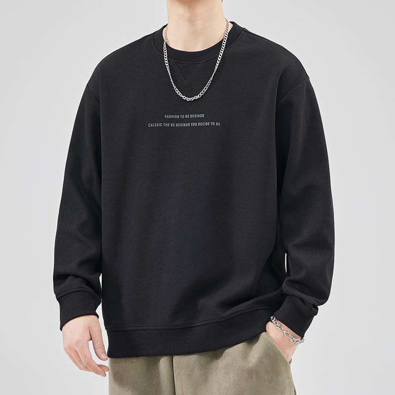 Men's Plus Velvet Warm Round Neck Hoodie - Autumn/Winter Style Long Sleeve Base Layer for Teens