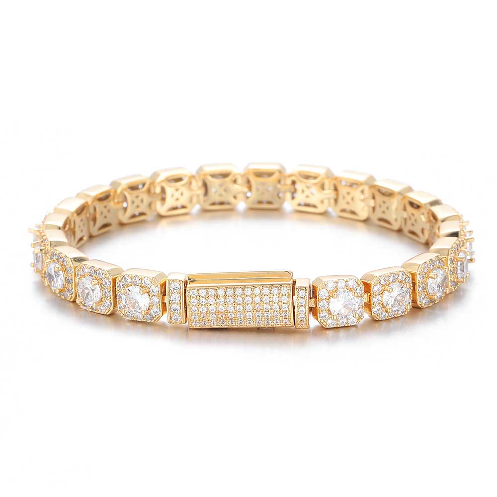 HHIOK Hip Hop Style 5/7mm Iced Tennis Chain 18K Gold Plated 5A Cubic Zirconia Fashion Exquisite Bracelet Gift for Men and Women