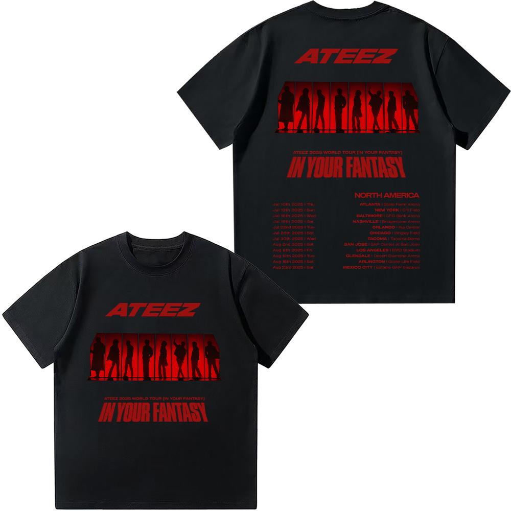 

Ateez 2025 World Tour in Fantasy T Shirt ATEEZ in Treasure Shirt Female Cotton Summer New T-shirts Unisex High Quality Soft Tees L