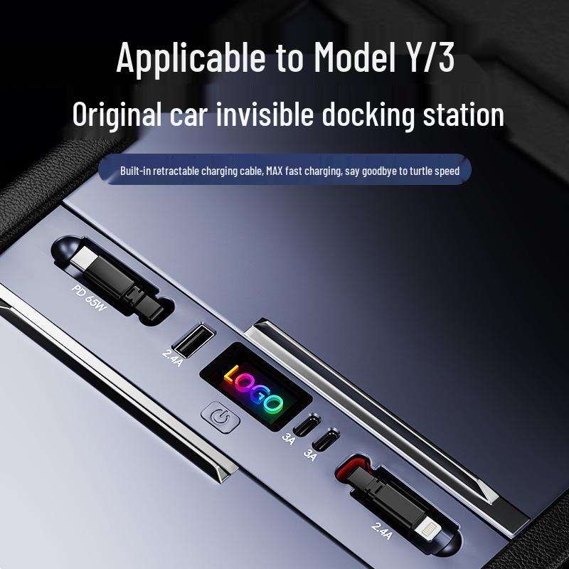 Tesla Model 3/Y Expansion Dock: PD Fast Charger & Multifunctional Cigarette Lighter