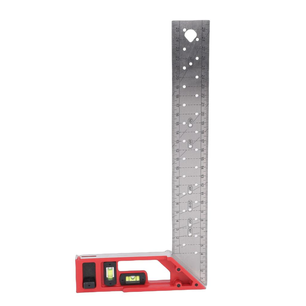 Multifunctional Woodworking Square Marking Ruler High Precise L Shaped Angle Finder with Dual Axis Level Bubble for