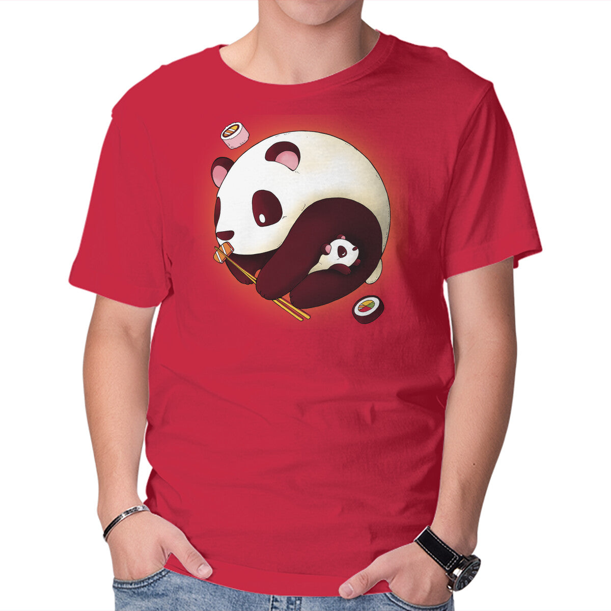 Unisex Crew Neck T-Shirt Panda Yin Yang Graphic Short Sleeve Casual Tee XL