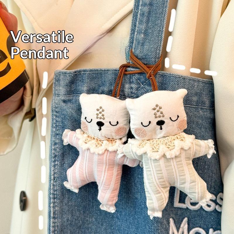 Cute Fabric Bunny Cartoon Pendant Cute Bag Charm Practical Handmade Fabric Key Chain For Car Rearview Mirror Backpack