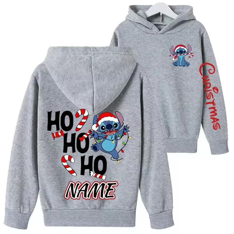 Classic Fun Stitch Christmas Hoodie Autumn Winter Boys and Girls Outdoor Warm Hooded Pullover