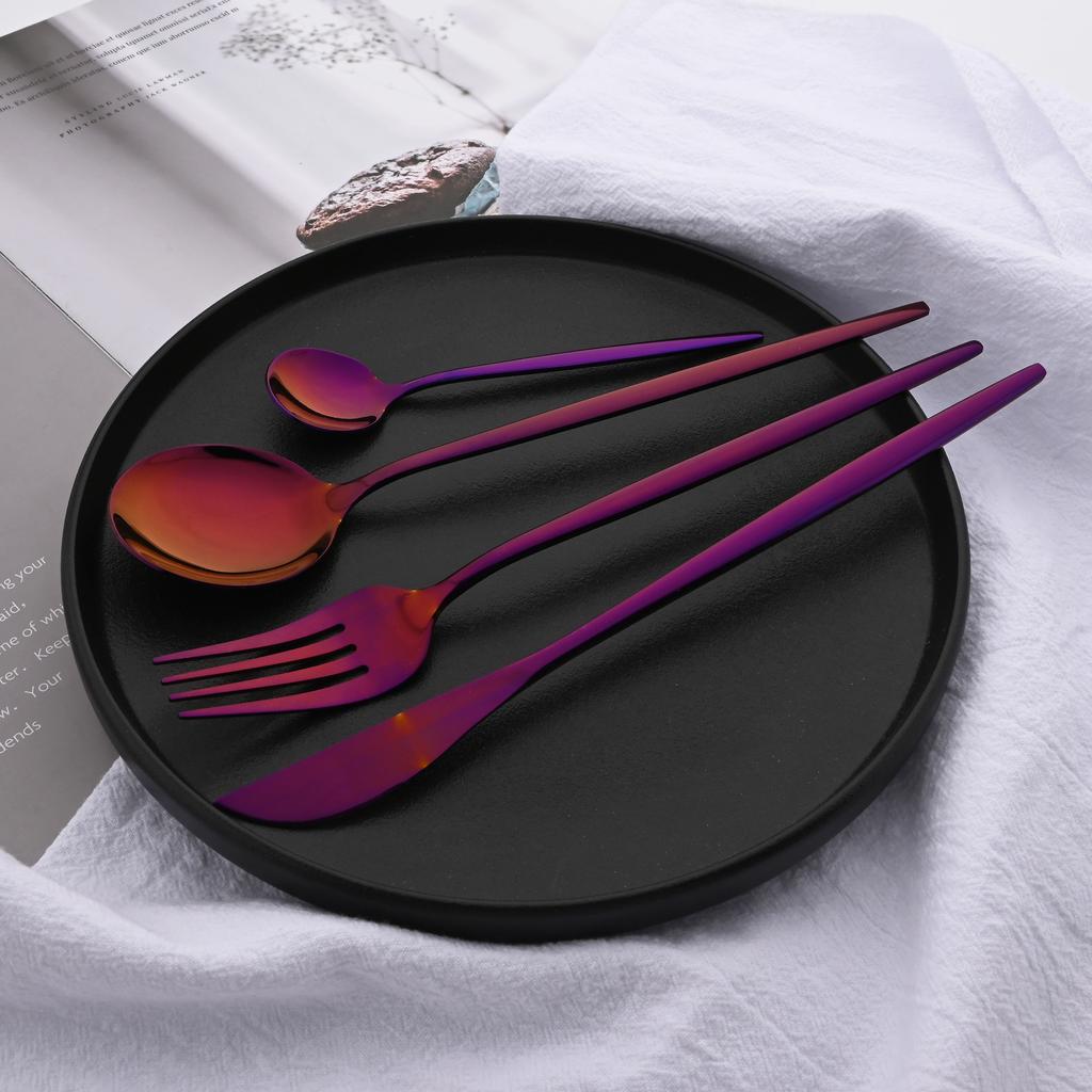 24Pcs Shiny Silver Tableware Stainless Steel Cutlery Set Forks Knives Spoons Kitchen Dinner Set Family Dinnerware Set Service for 6