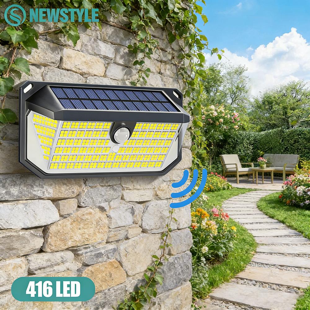 416/178 LED Solar Motion Sensor Lights Outdoor IP65 Uper Bright Security Wall Lamp Dusk To Dawn Solar Flood Lighting for Garden