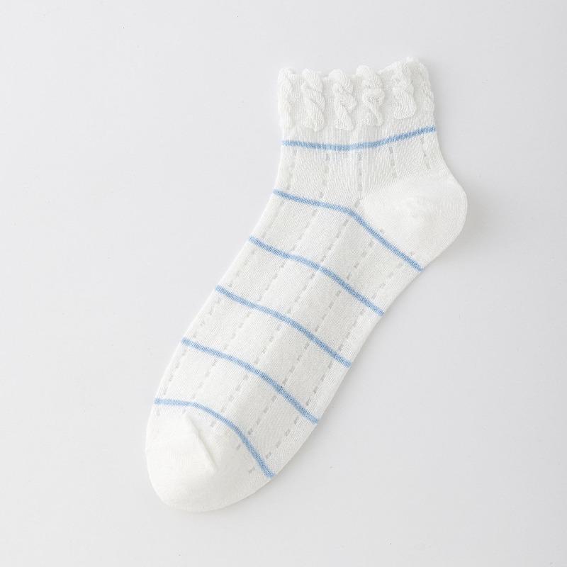 Sock Children's Spring/summer Striped Mushroom Lace Ankle Socks Trendy Versatile Breathable Cotton Short Socks with Lace