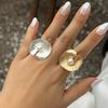 2Pcs Punk Creative Imitation Pearl Lotus Leaves Open Rings Set for Women Goth Gold Color Geometric Finger Ring Wed Accessories