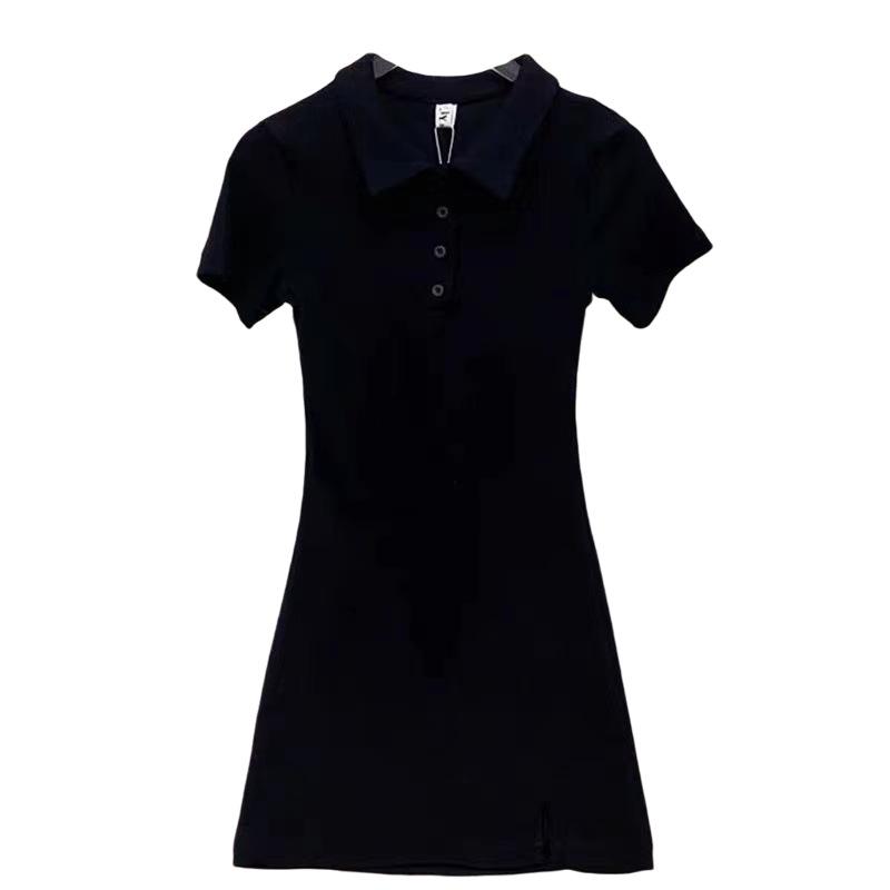 Spring Summer Women's Versatile Polo Bodycon Dress with Slit - Sweet & Spicy Slim Fit