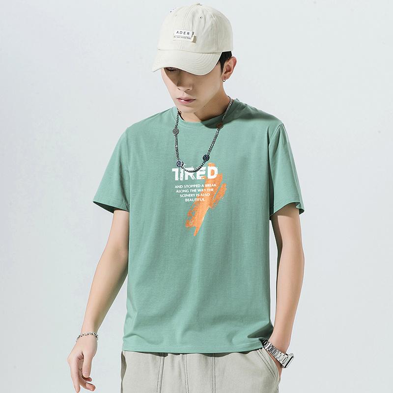 Men's "TIRED" Graphic Crew Neck T-Shirt - Casual Short Sleeve Tee