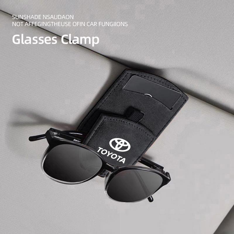 Car Sun Visor Glasses Holder Sunglasses Card Storage Clip For Toyota 86 Mirai Supra Prado Alphard Vellfire Crown Venza Keyring