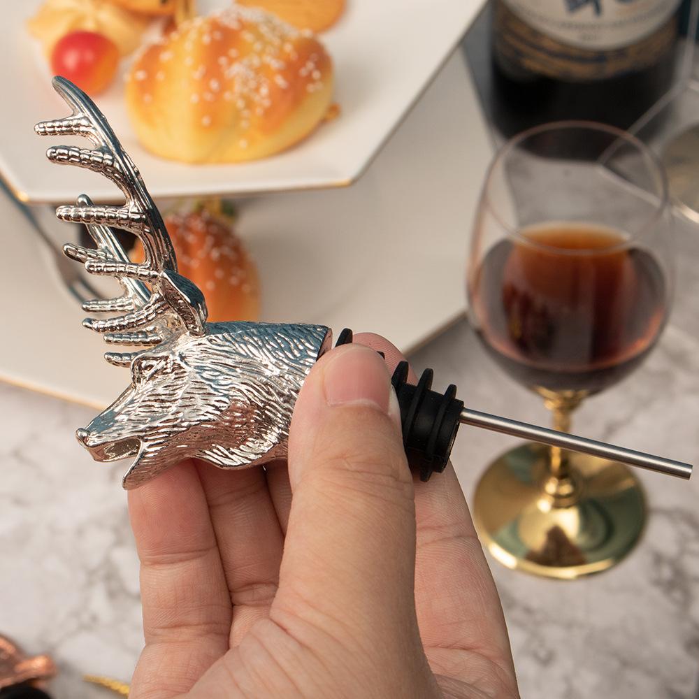 Stainless Steel Wine Bottle Stopper Deer Elk Lion Wine Mouth Pourer Kitchen Tools Bar Decor Accessories
