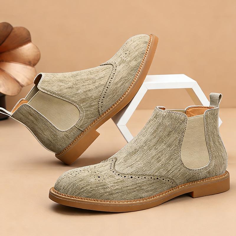 Luxury Winter Fashion Designer New Men's Pointed Suede Leather Casual Chelsea Ankle Boot Male  All-match High Tops Brogues Shoes