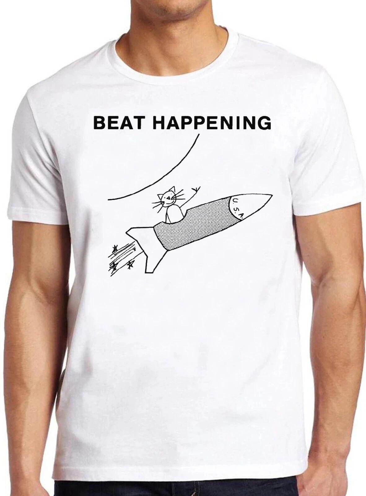 Beat Happening Indie Rock Cat And Rocket Retro Vintage Gift Tee T Shirt 932 S