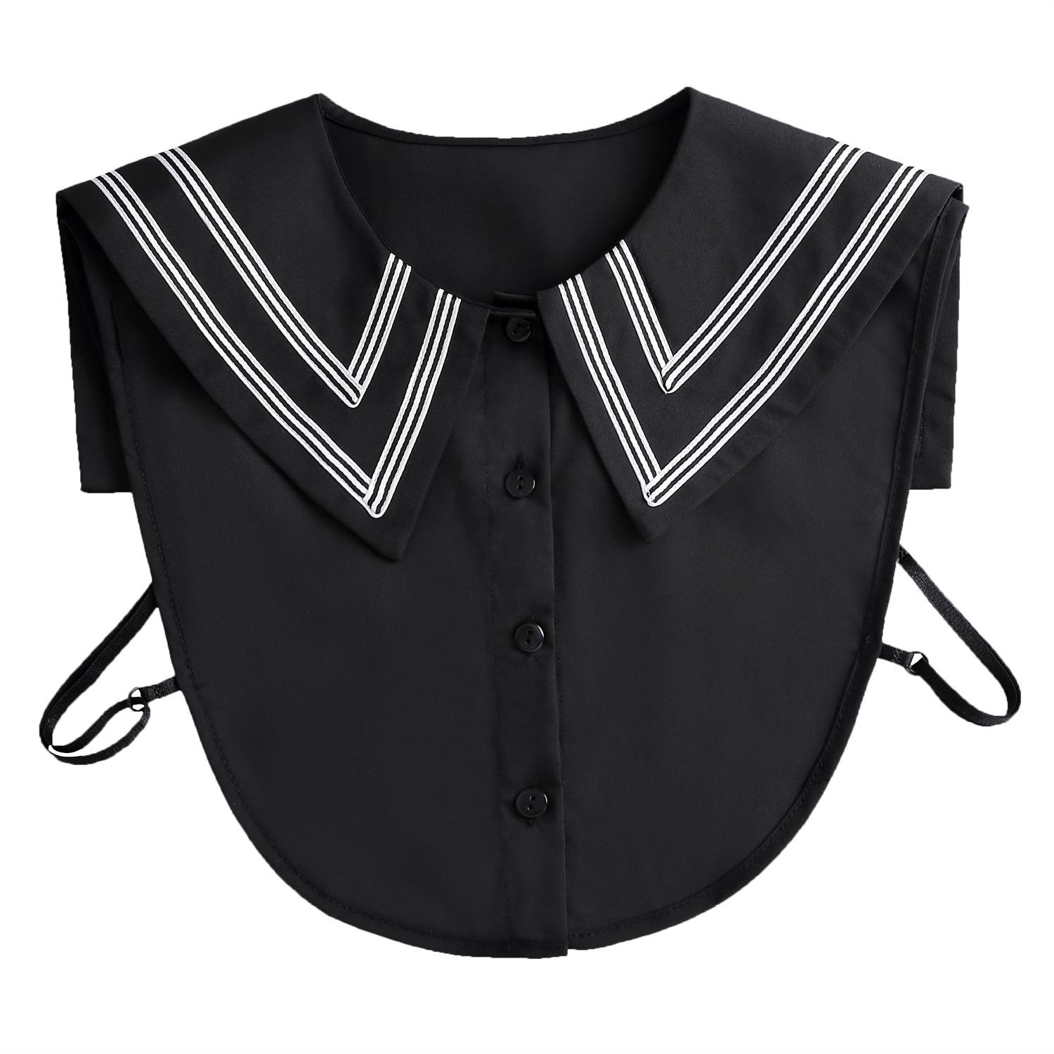 

Поддельный воротник рубашки Большой воротник Кукольный воротник Декоративный воротник Воротник рубашки в стиле колледжа Воротник-стойка чёрный