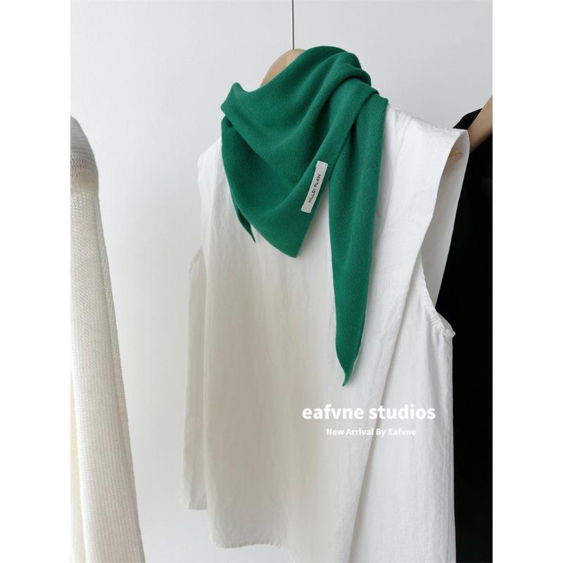 Versatile simple warm knitted triangle scarf multi-functional spring and autumn matching shawl scarf small scarf vest