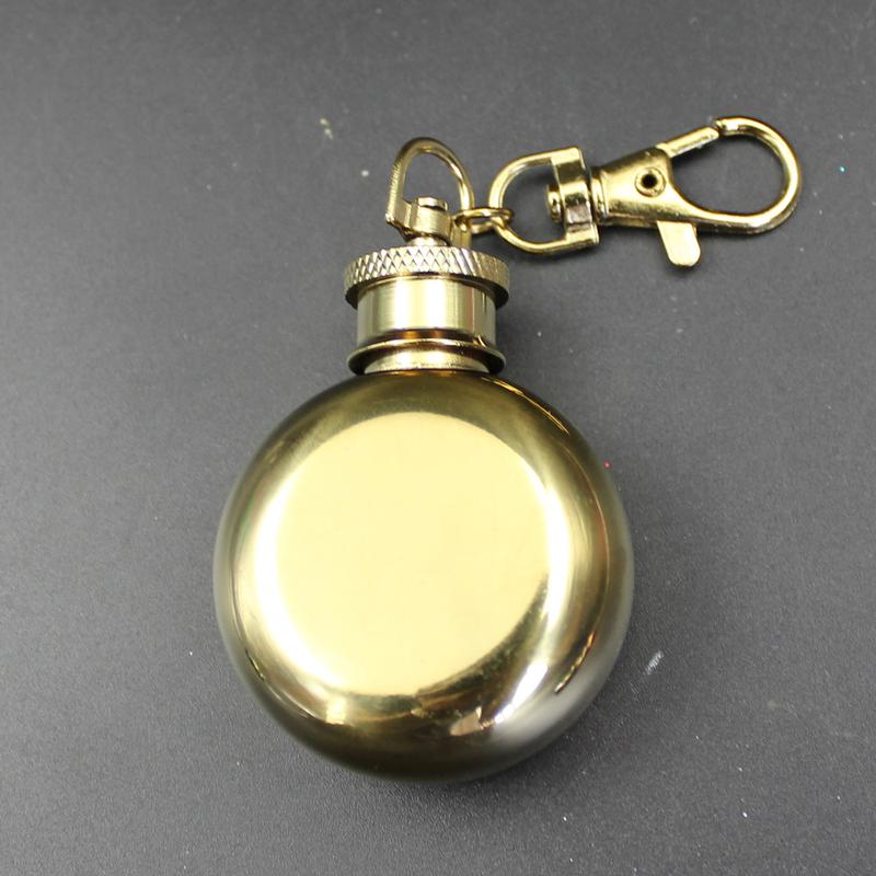 1oz Mini Portable Round Hip Flasks Flagon Jar Wine Whisky Pot Drinkware Key Ring Keychain Drinkware