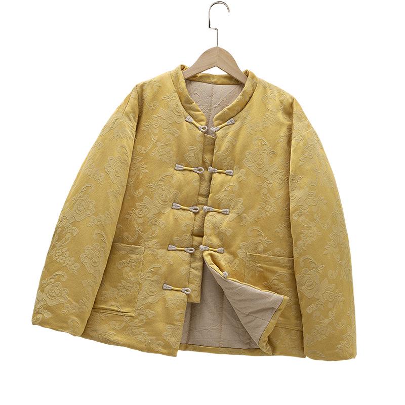 Xinjiang Long-staple Pure Cotton Jacket with Frog Buttons - Retro Chinese Style for Middle-aged Women