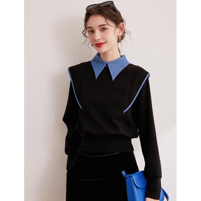 Bailuyu Women's Color Block Faux Two-Piece Pullover Hoodie