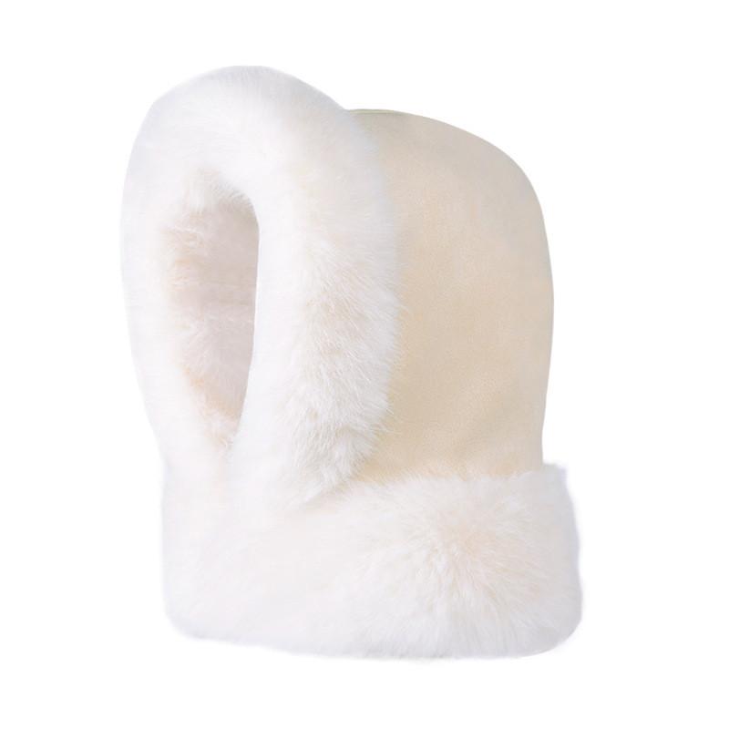 

Winter Outdoor Riding Ski Thermal Neck Warmer Plush Hooded Hat For Women бежевий