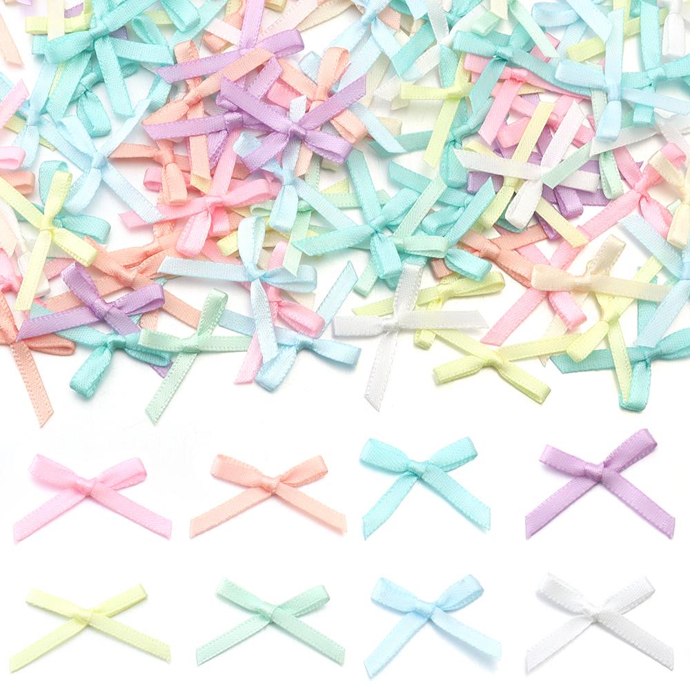 50Pcs/pack Color Ribbon Bows Fashion Small Size Satin Ribbon Bow DIY Handmade Crafts Hairpin Hair Grip for Party Home Decoration