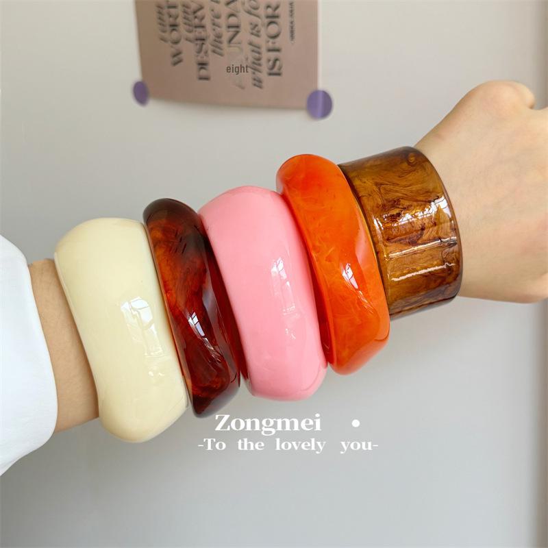 Colorful Geometric Resin Macaron Bracelet: Sweet Girl's Irregular Stacking Design