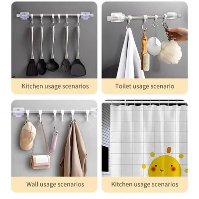 10Pcs Curtain Rod Hook Punching-Free Curtain Rod Rack Household Wall-Mounted Bracket Clip Door Curtain Telescopic Curtain Hooks