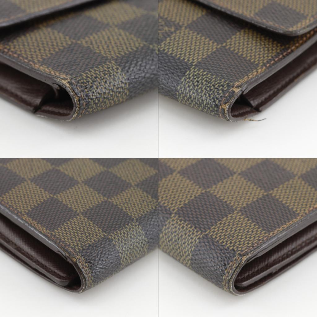 LOUIS VUITTON Porte Tresor International Purse N61215 Three fold Brown Damier canvas unisex Used