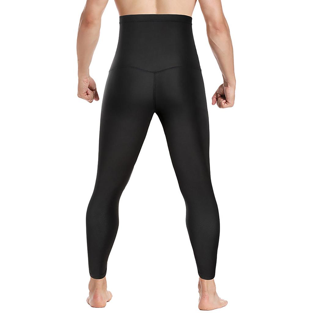 Men's High Waist Sauna Sweat Leggings Compression Pants with Waist Trainer Slimming Fitness Body Shaper Leggings
