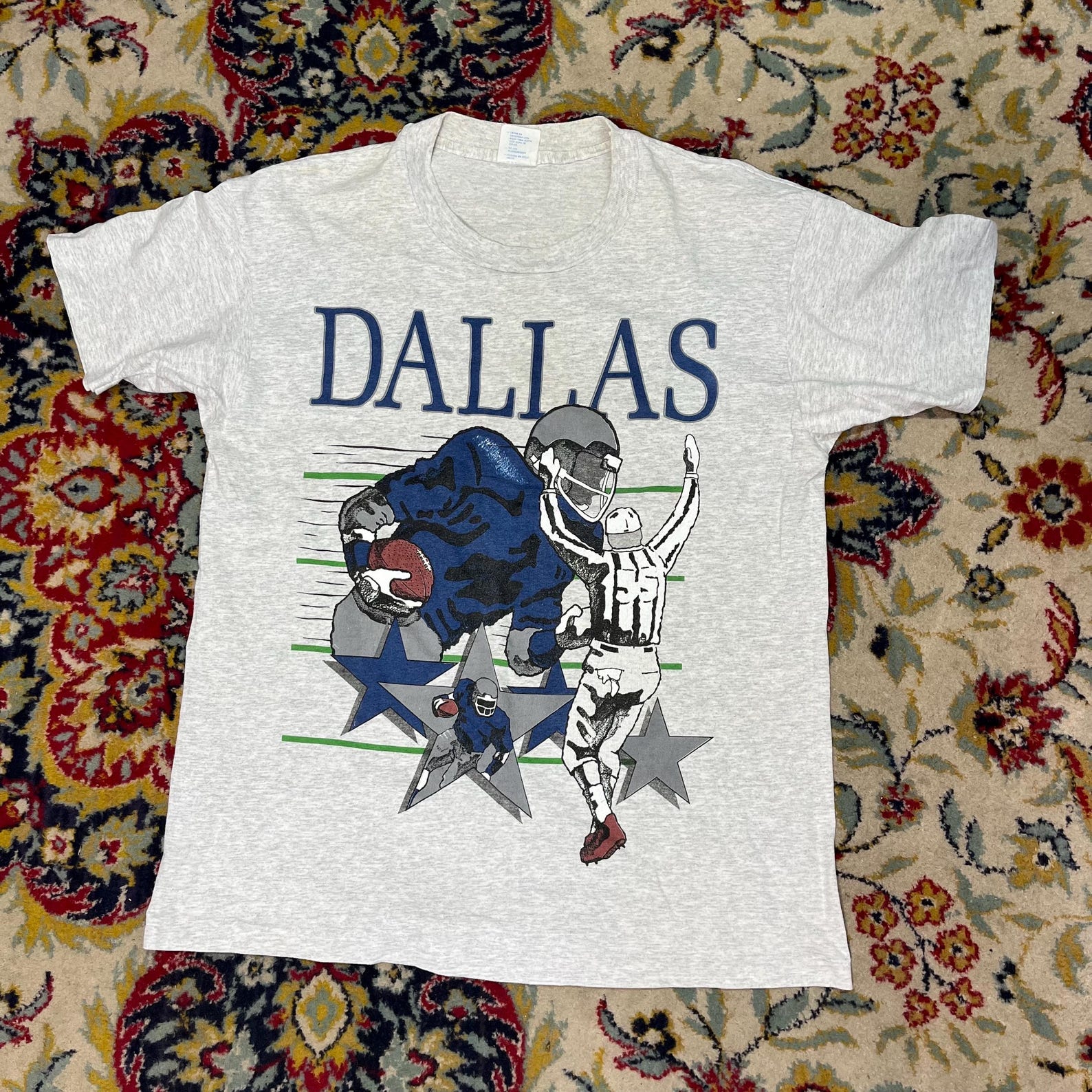 Vintage Dallas Cowboys Football T-Shirt Grey NFL Graphic Tee USA Size XL 2XL