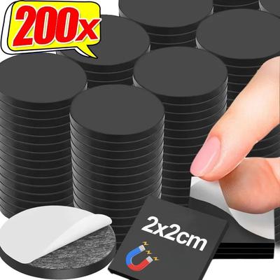 200 ST Självhäftande Magnetark Fyrkantiga Runda Magnetiska Prickar Ark Flexibla Klistermärken För Whiteboard Kylskåp Hushåll DIY-Hantverk