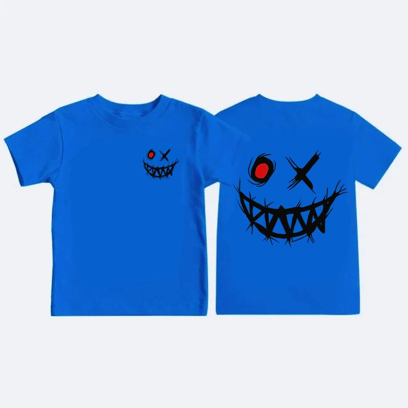 T-shirt Imprimé à Motifs Thème Sombre pour Enfants Été Coton Pur Manches Courtes Hauts Décontractés Cadeaux Garçons et Filles