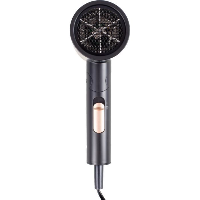 Sèche-cheveux ionique - LIVOO - DOS173 - 1600 W - 3 températures - Pliable - Concentrateur d'air - Noir / Rose