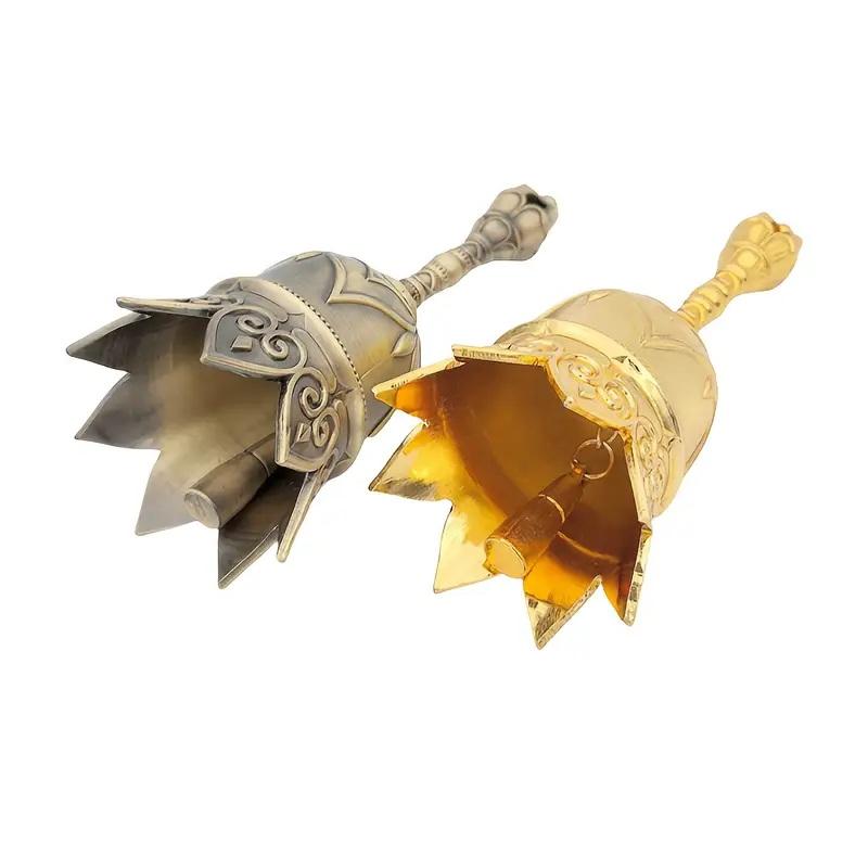 Vintage Elegant Lotus Bell Hand-cranked Copper Bell Temple Church Bell Old Man Bell Christmas Bell Hanging Home Decoration