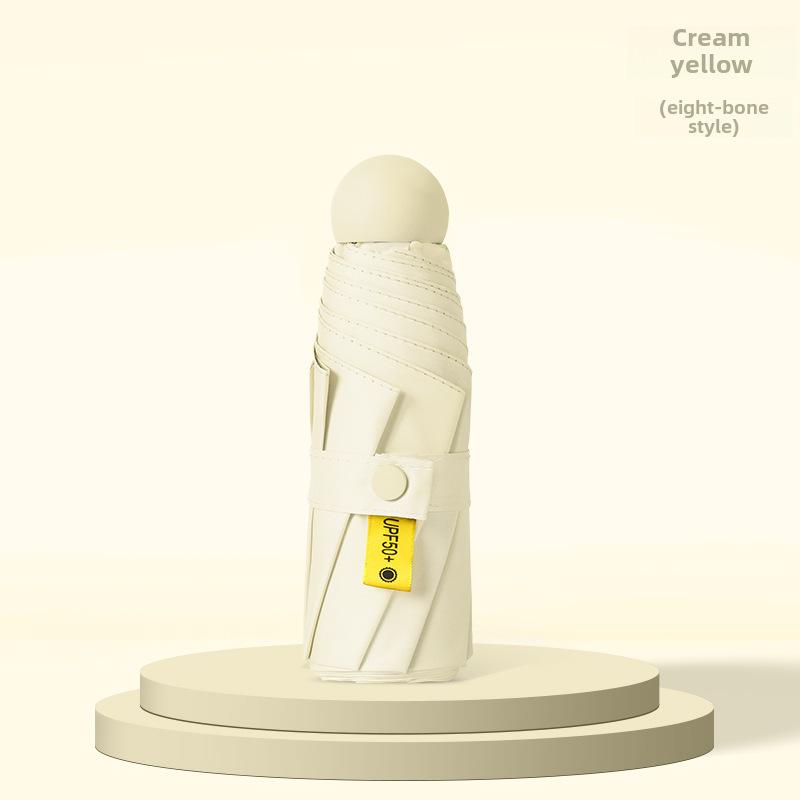 Portable Women's Sun Protection Umbrella - Mini Black Capsule Design