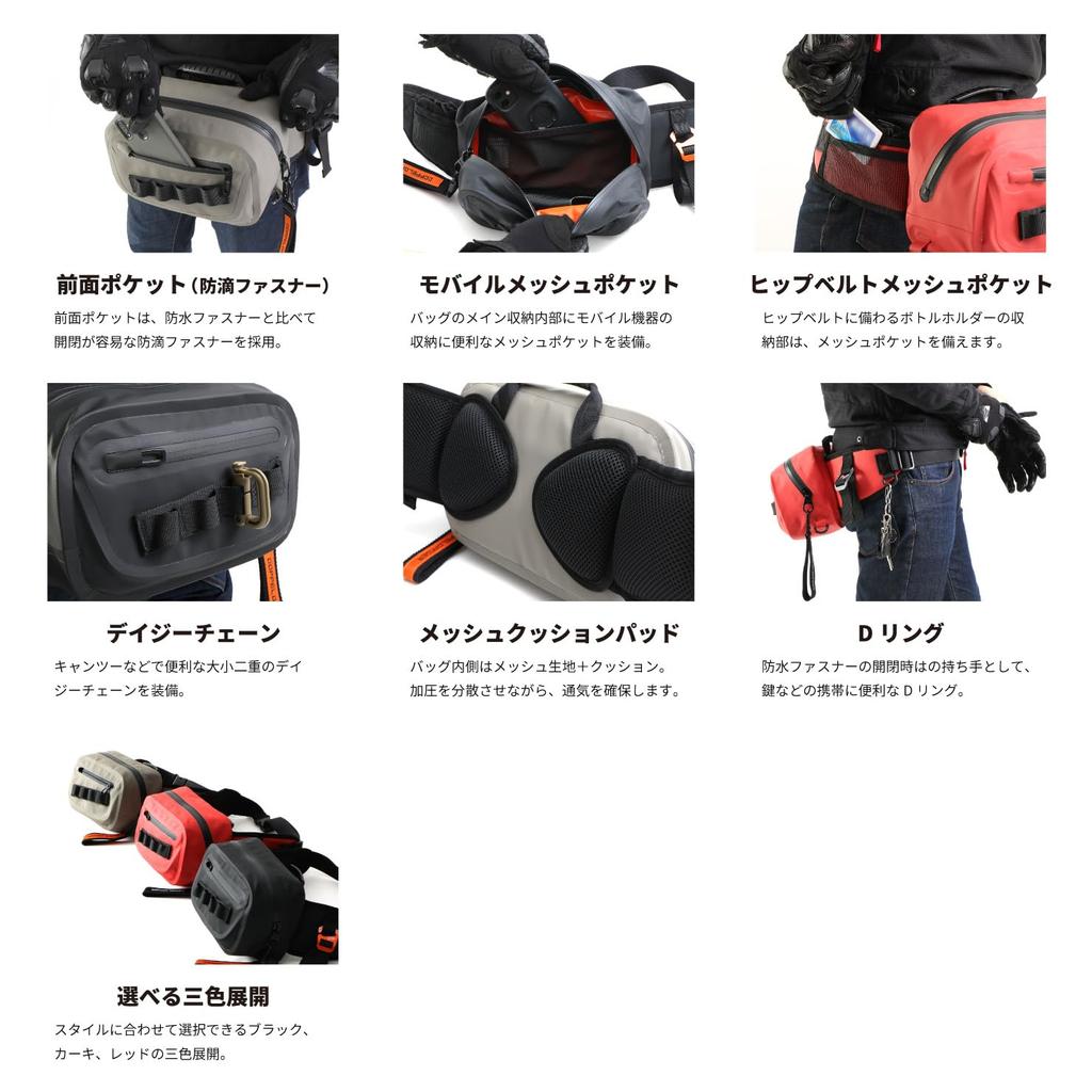 DOPPELGANGER DBT600 Tarpaulin Waist Bag with IPX6 Waterproof Foldable Drink and Glove Zipper, Holder, Holder.