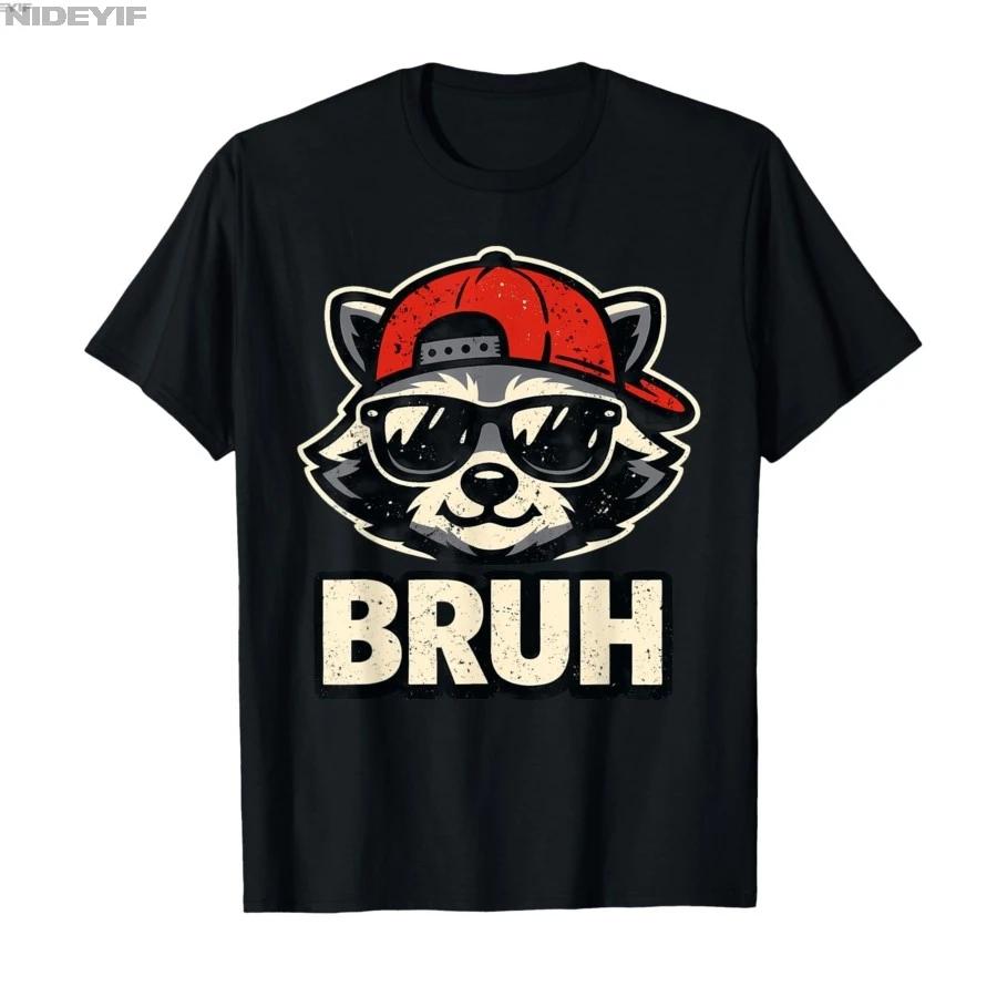 Bruh Raccoon Funny Meme Animal Design Tshirt For Men Women 100 Cotton T Shirts Short Sleeve Tops 04131