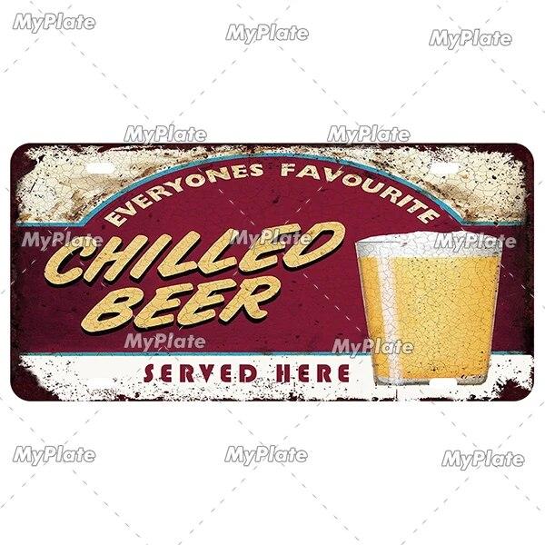 Drinking Beer Licenses Plate Garage Plaque Metal Tin Sign Decorative Car Plate For Living Room Door Club Garage Wall Decoration