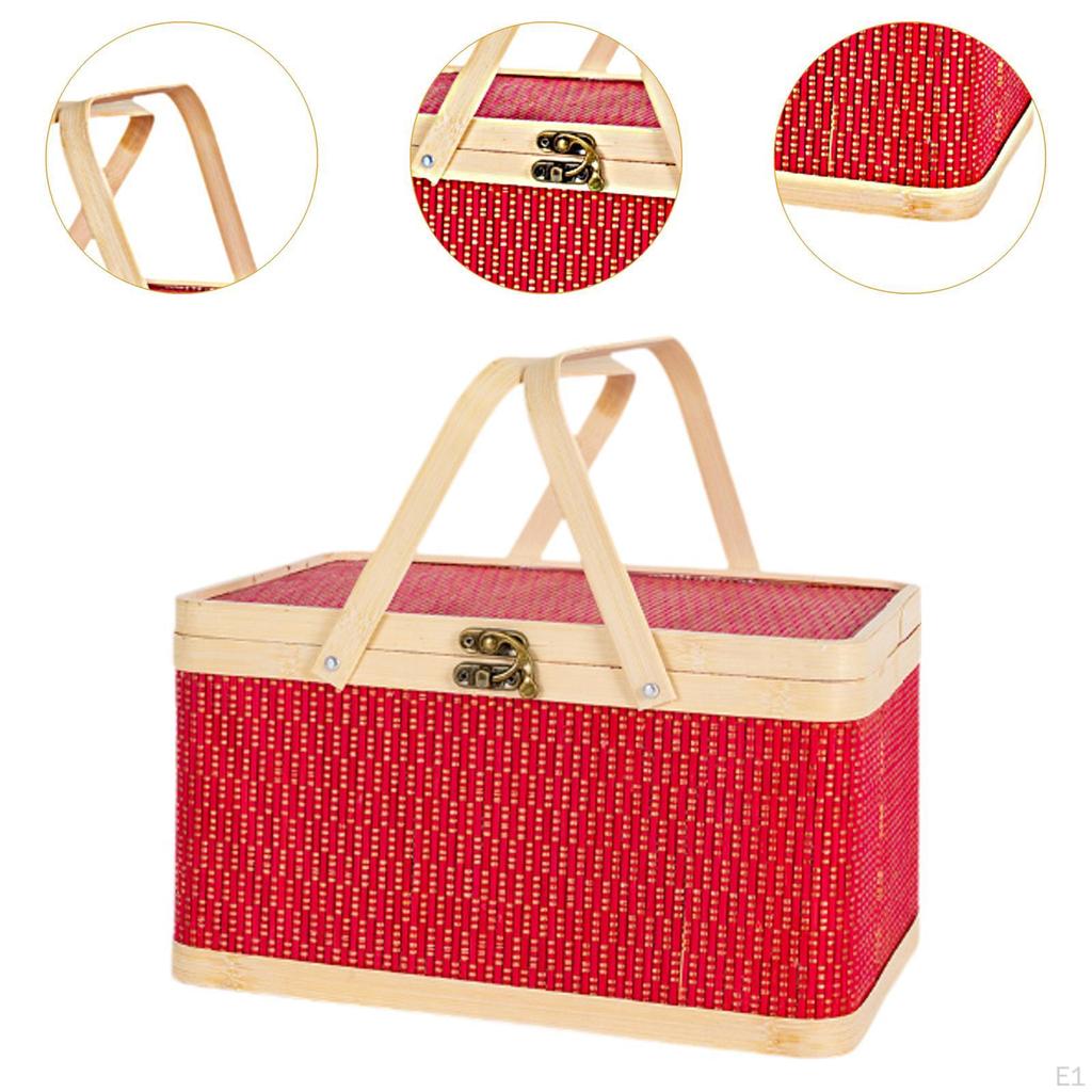 Picnic Basket Fruit Carrying Holder Easy to Use Portable Convenient Woven Container for Bread