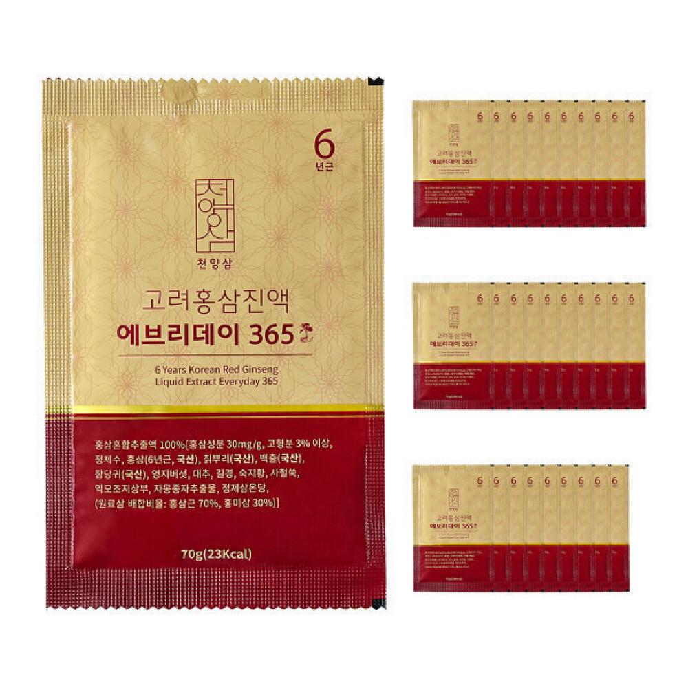 Cheonyangsam 6-Year-Old Goryeo Red Ginseng Extract Everyday 365 Daily Red Ginseng Pouch 30 Pcs 70g