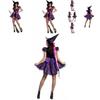 Bezauberndes Lila Halloween-Hexenkostüm für Damen mit magischem Zauberer-Design