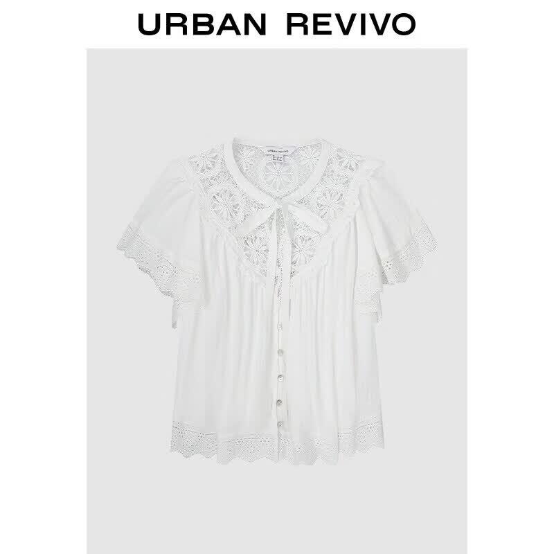 UR2026 Women s Casual Embroidered Lace-up Shirt S