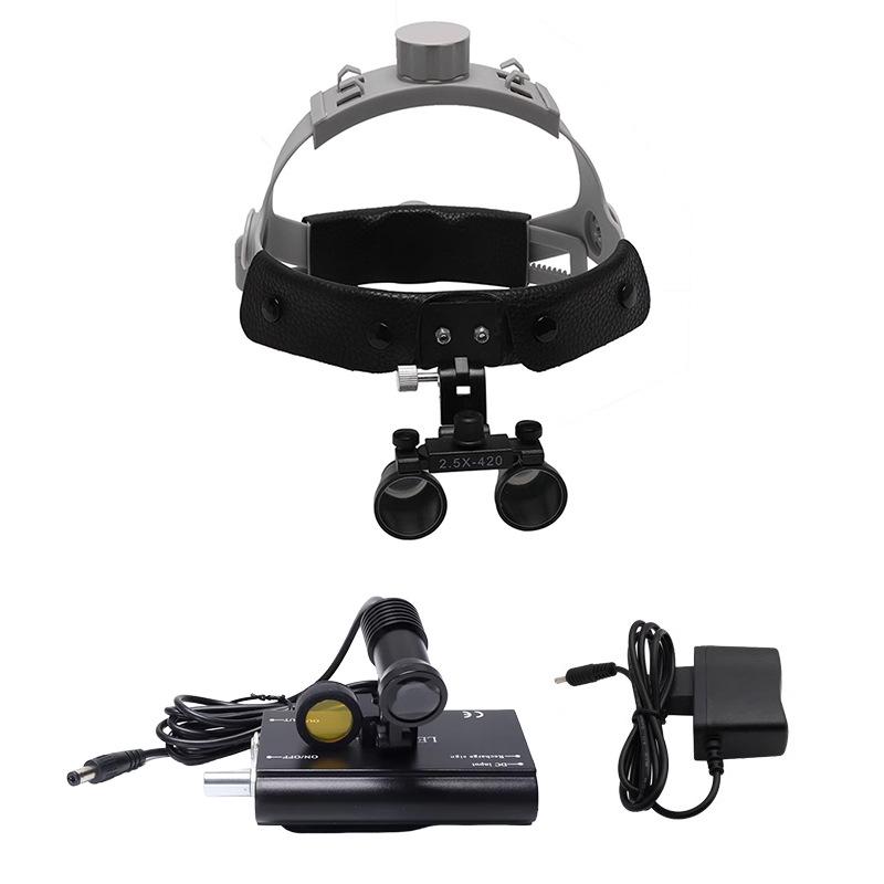 White Head-Mounted Surgical Dental Magnifier 2.5x 3.5x for Medical and Cardiovascular Examination